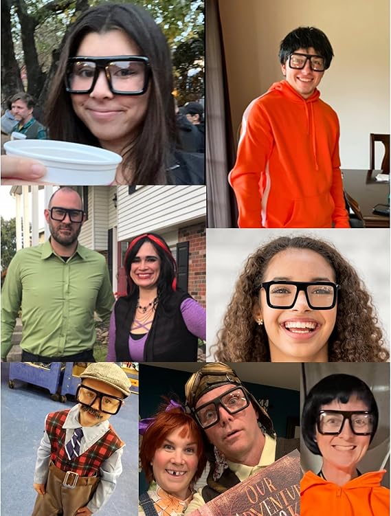 4E's Novelty Black Oversized Glasses - Clear Lens Non-Prescription Fashion Eyewear for Adults & Kids