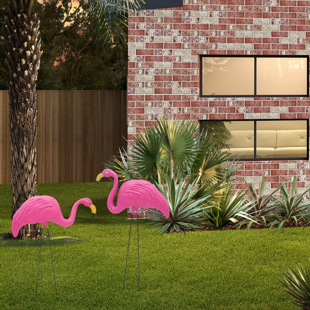 4E's Novelty Vibrant Pink Flamingo Yard Decorations – Set of 2 Lawn Ornaments for Tropical Flair