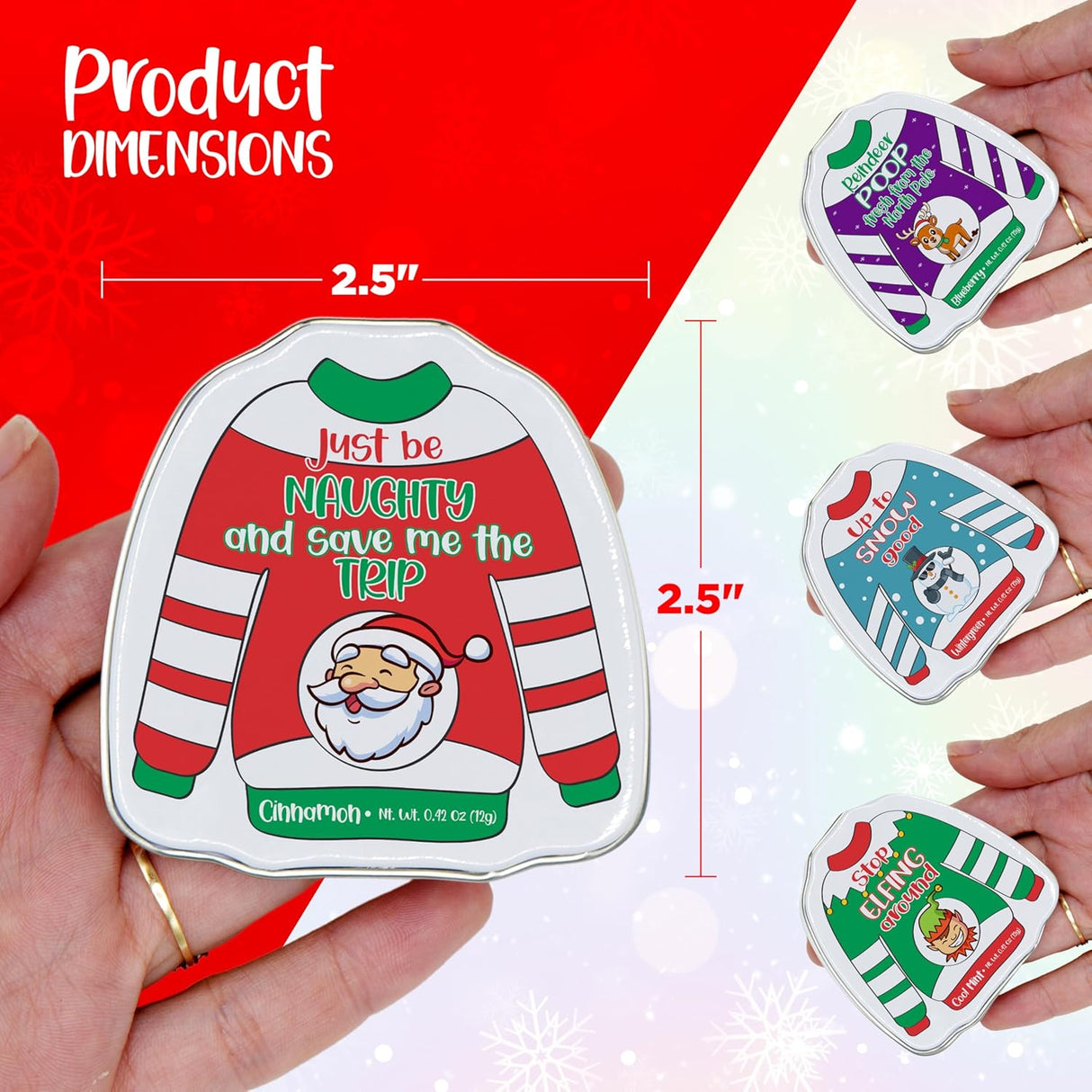 4E's Novelty 4 Pack Christmas Poop Mints – Funny Stocking Stuffers for Teens & Adults