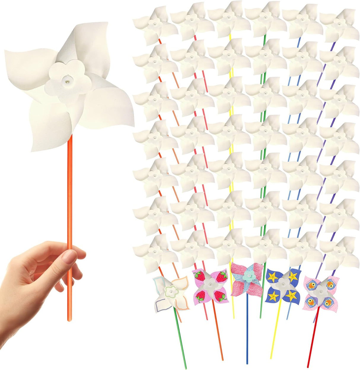 4E's Novelty 100 Pack DIY Pinwheels Craft for Kids