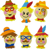 4E's Novelty 12 Pack Scarecrow Crafts for Kids - Fun Fall Crafts for Kids Bulk with Self Adhesive Scarecrow Face Stickers for Crafts