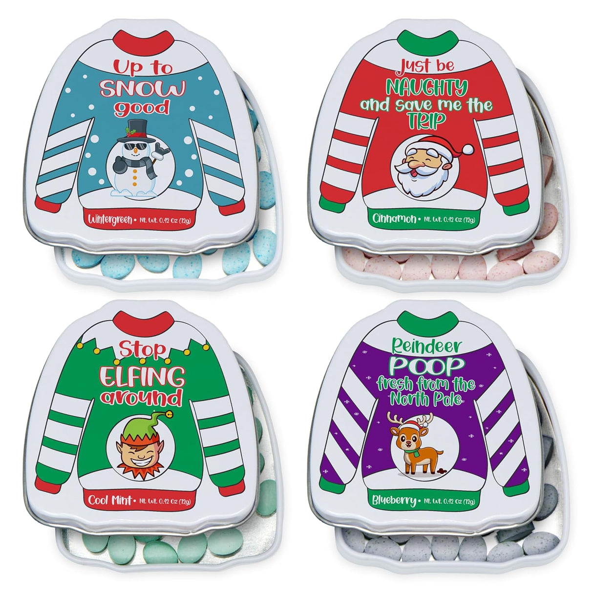 4E's Novelty 4 Pack Christmas Poop Mints – Funny Stocking Stuffers for Teens & Adults
