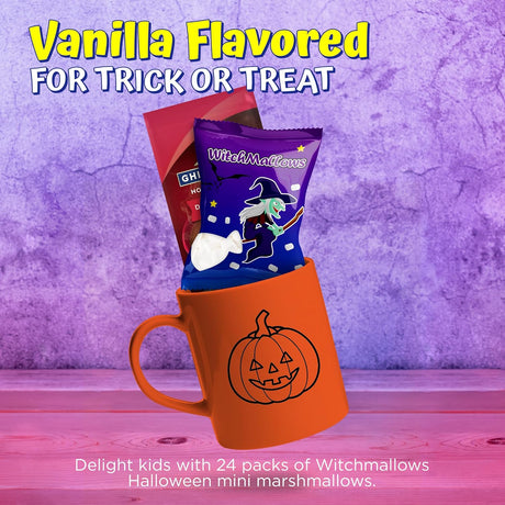 4E's Novelty 24 Pack Witchmallows Mini Marshmallows Vanilla - Blue & Purple Fun Halloweens Candy