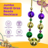45E's Novelty 2 Pack Jumbo Mardi Gras Beads Necklace – 44" Giant Disco Ball Beads, Festive Colors for Party and Parade