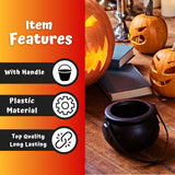 4E's Novelty Black Plastic Cauldrons Bulk - 12 Mini & 1 Large 7.4" Perfect Halloween Black Cauldron