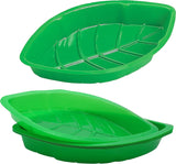 4E's Novelty 12 Pack Green Leaf Plates for Luau Party Decorations – Cute Luau Party Trays, Perfect Hawaiian Party Supplies