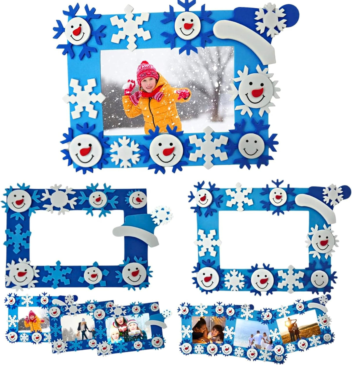 4E's Novelty 4 Pack Christmas Foam Snowflake Pictures Frame Craft Kit