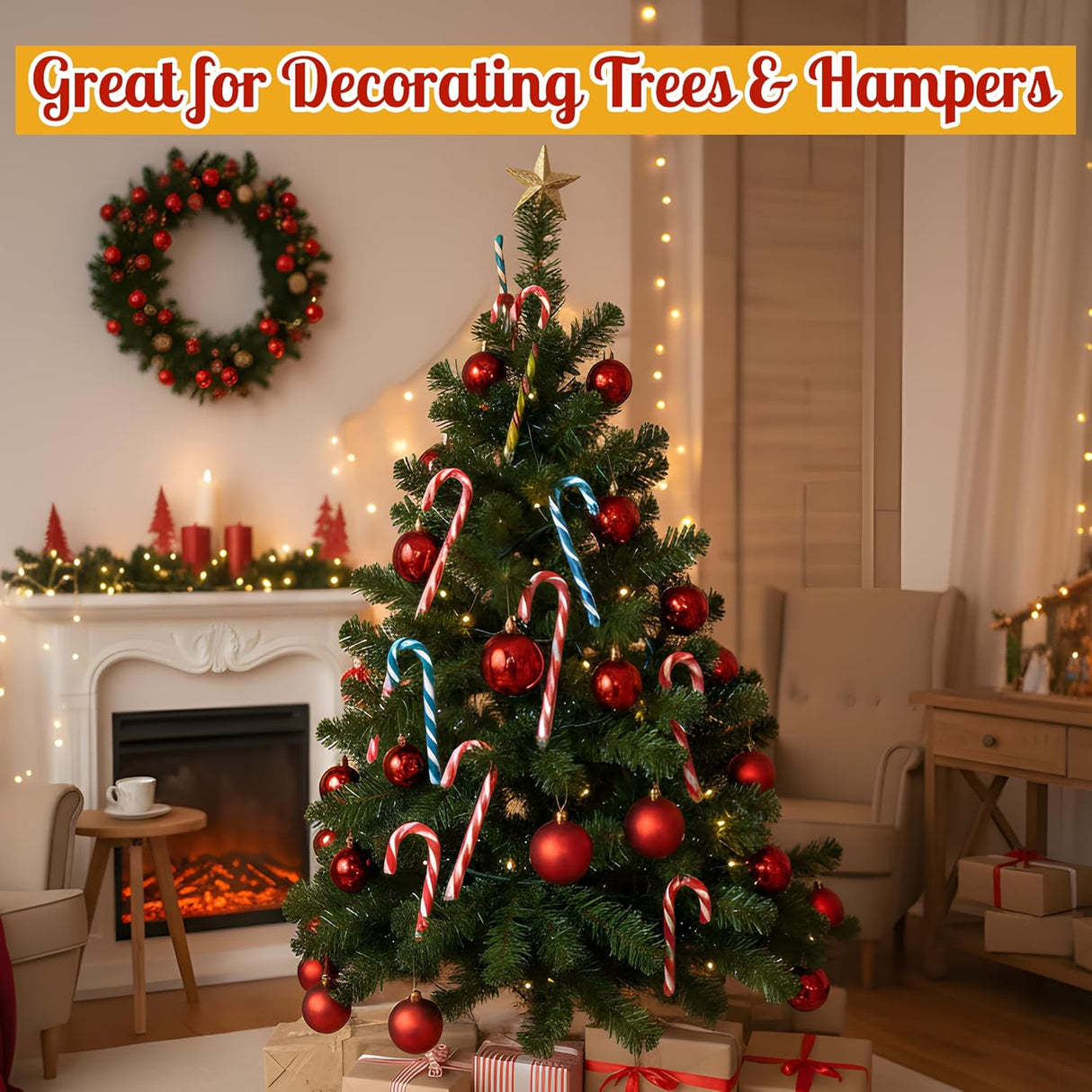 4E's Novelty Christmas Candy Canes, 100 Count Multi Colored Xmas Candies Canes