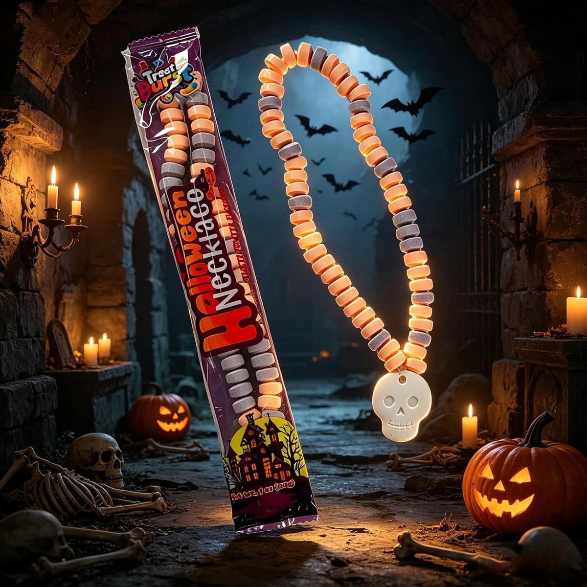 Treat Burst Halloween Candy Bracelets, 24 Pack, Tutti Frutti Candy