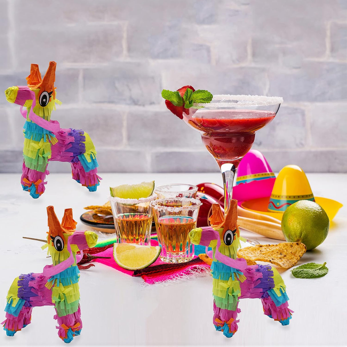 4E's Novelty 6 Pack Mini Pinatas – Mexican Pinata Decor, Donkey & Llama Pinatas for Fiesta & Parties