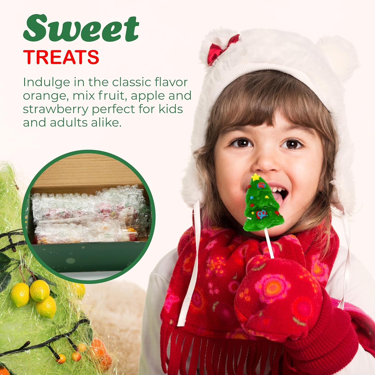 4E's Novelty Christmas Lollipops - 12 Pack Santa, Snowman, Reindeer & Tree Suckers