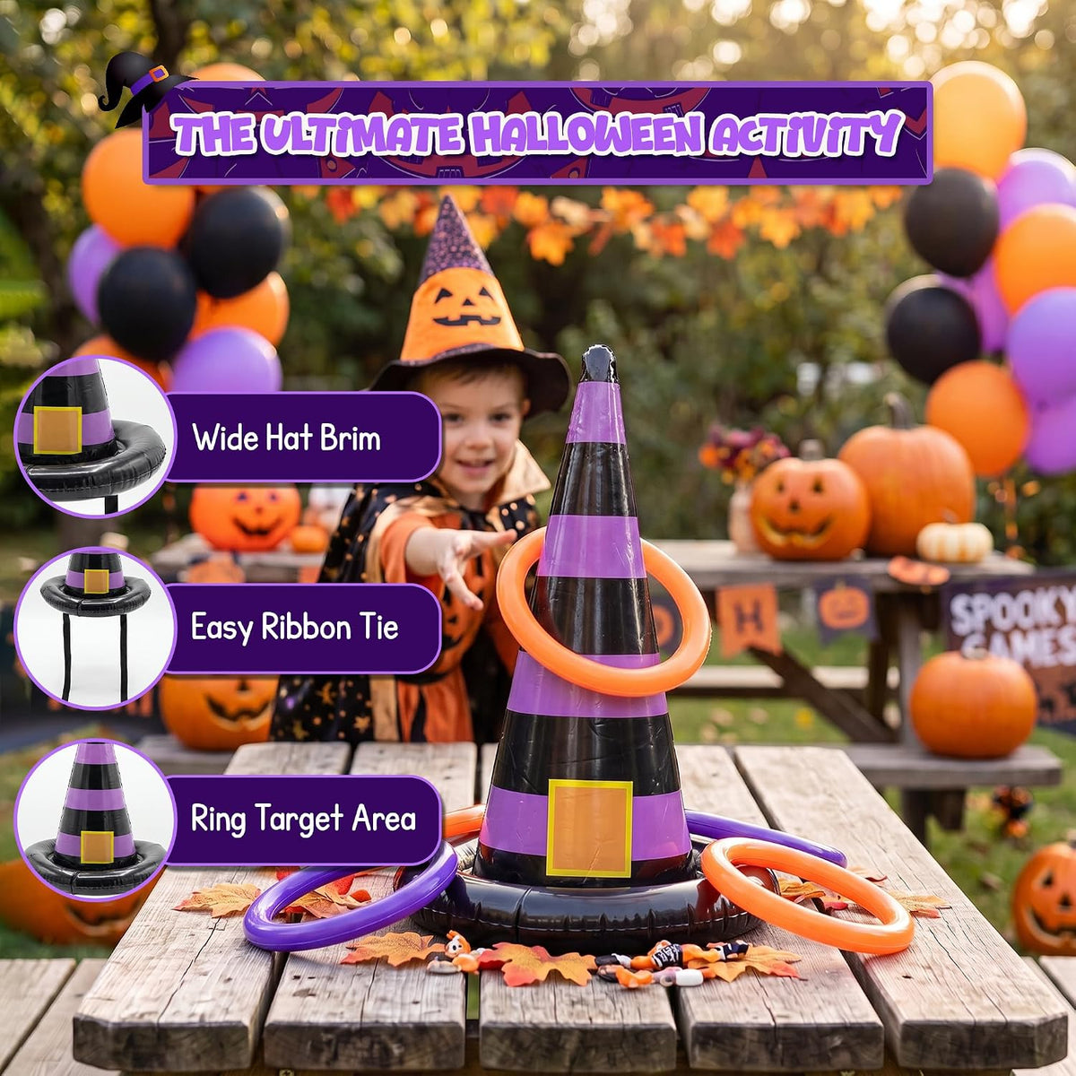 4E's Novelty Halloween Ring Toss Game Inflatable Spider