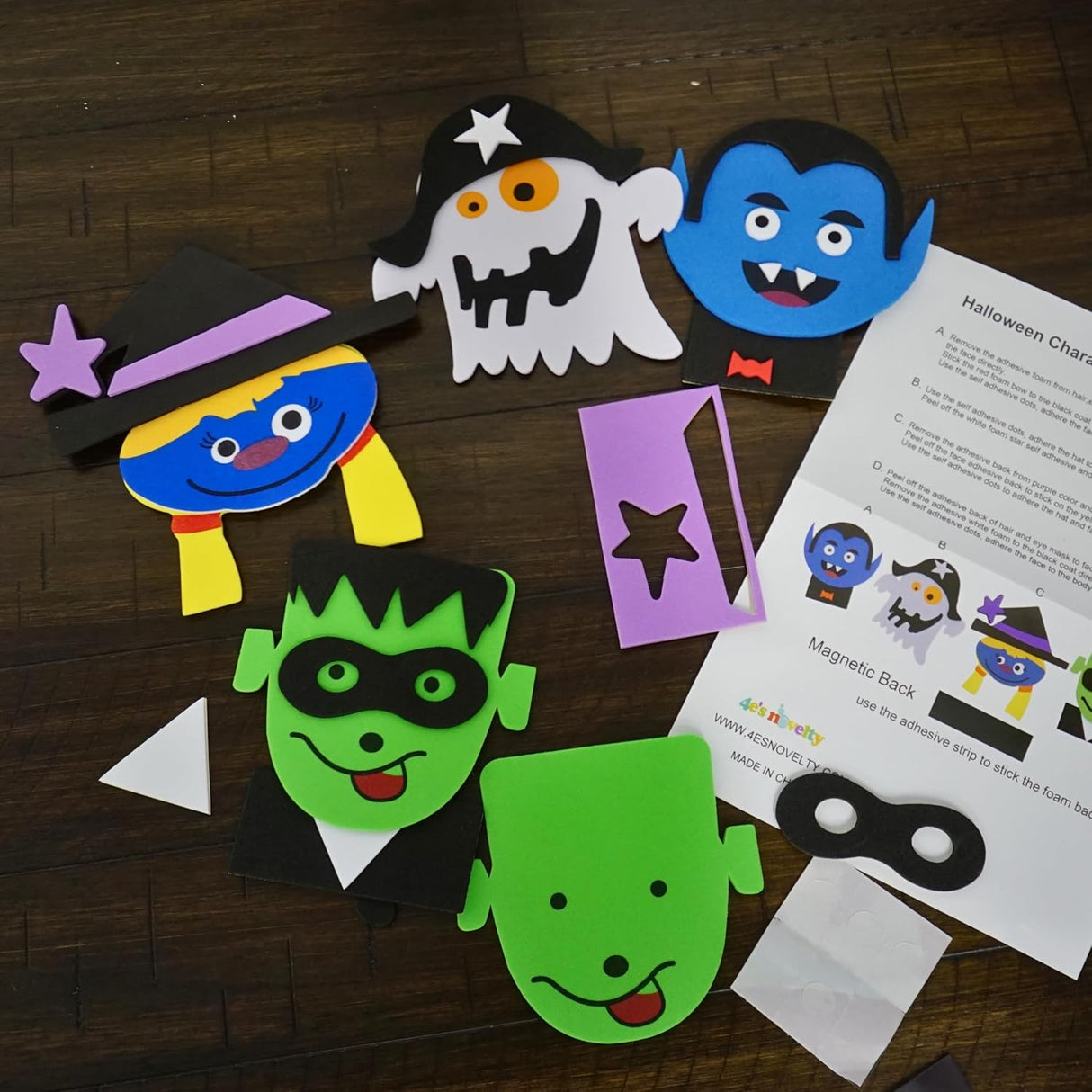 4E's Novelty Halloween Foam Magnet Craft Kit for Kids (12 Pack)