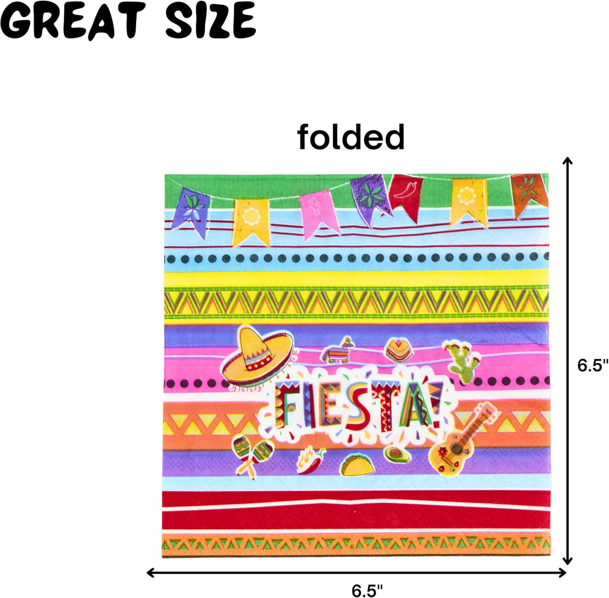 4E's Novelty 50 Pack Cinco De Mayo Fiesta Napkins – Perfect Party Decorations & Supplies