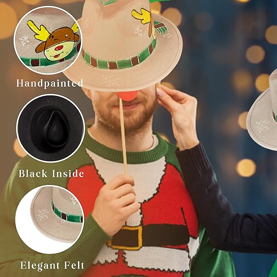 4E's Novelty Festive Christmas Fedora Hat for Adults – Stylish Holiday Party Accessory