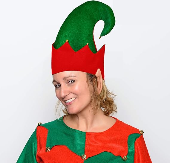 4E's Novelty Christmas Elf Hats for Kids & Adults (3 Pack) – Felt Santa Helper Hats with Jingle Bells – Holiday Party Costume Accessories