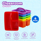 4E’s Novelty Classroom Caddy Set of 6, Plastic Caddies for Lectureroom , Caddy Organizer with Handle