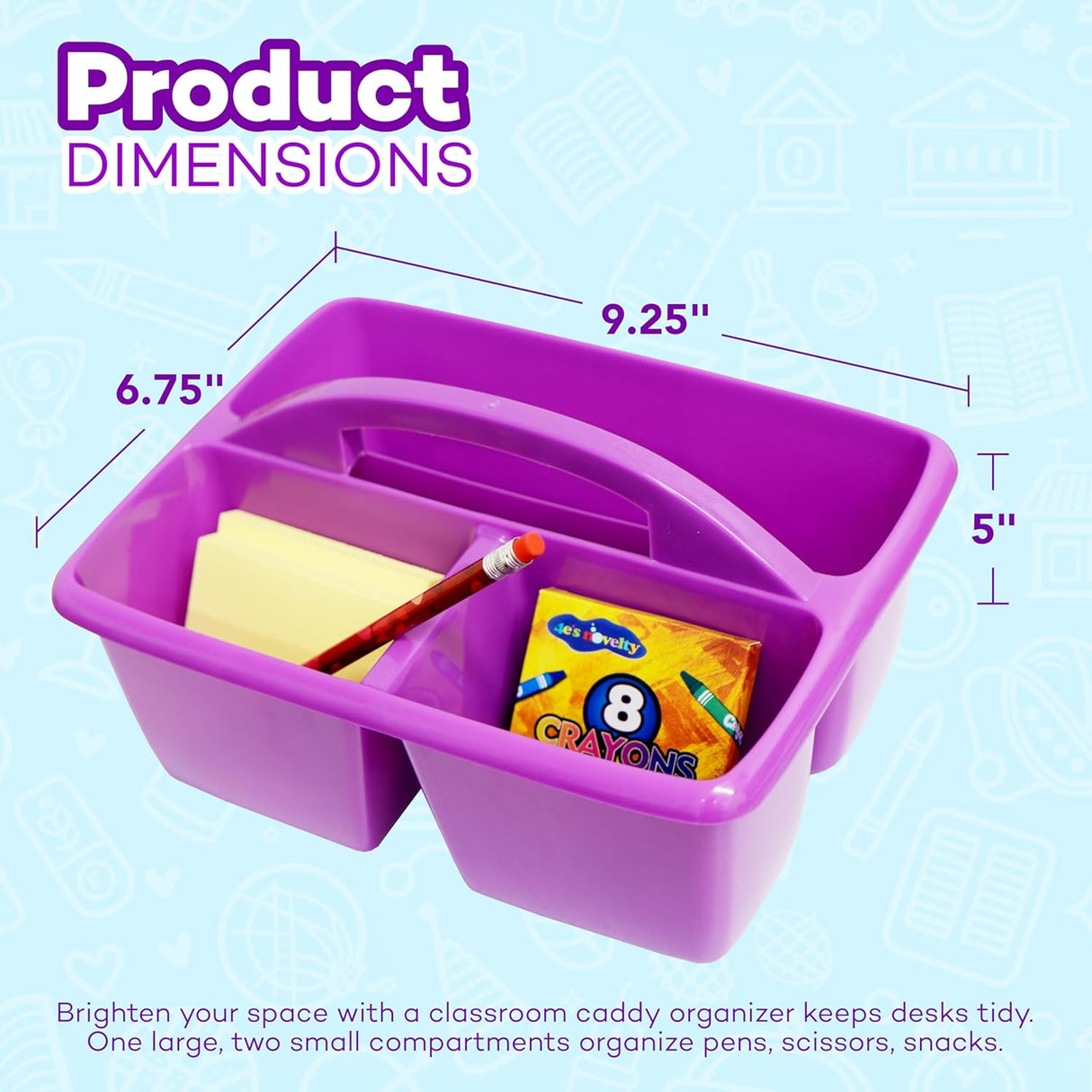 4E’s Novelty Classroom Caddy Set of 6, Plastic Caddies for Lectureroom , Caddy Organizer with Handle