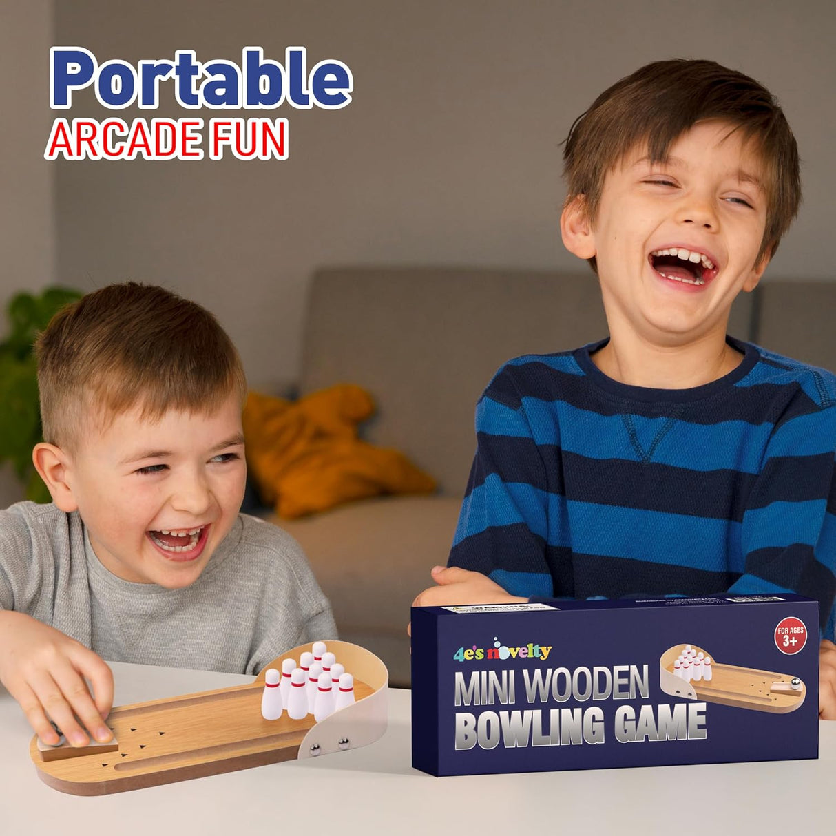 4E's Novelty Mini Bowling Game Set - 11.3 Inch Desktop Game for Adults & Kids