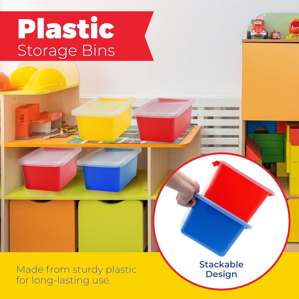 Storage Bins - Stackable Storage Bins, Plastic Storage, Bins Storage Containers, 3 pcs per pack - Cubby Storage Organizers, Classroom Organization