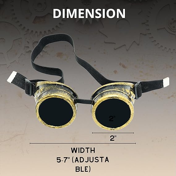4E's Novelty Steampunk Goggles for Men & Women – Gothic Accessories for Cosplay & Halloween