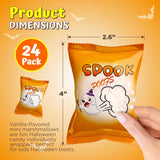 4E's Novelty 24 Pack Mini Marshmallows Indvidually Wrapped, Spook Poofs, Vanilla Flavor - Halloweens Candy Individually Wrapped for Kids in Bulk