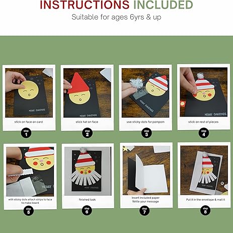 4E's Novelty 12 Pack 2024 Christmas Card Making Craft Kit for Kids & Adults - Individually Wrapped Holiday DIY Handmade Greeting Cards with Envelopes