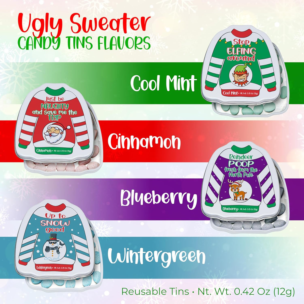 4E's Novelty 4 Pack Christmas Poop Mints – Funny Stocking Stuffers for Teens & Adults