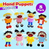 4E’s Hand Puppets for Kids 8-Pack – Movable Mouth, Plush Puppet Show Fun