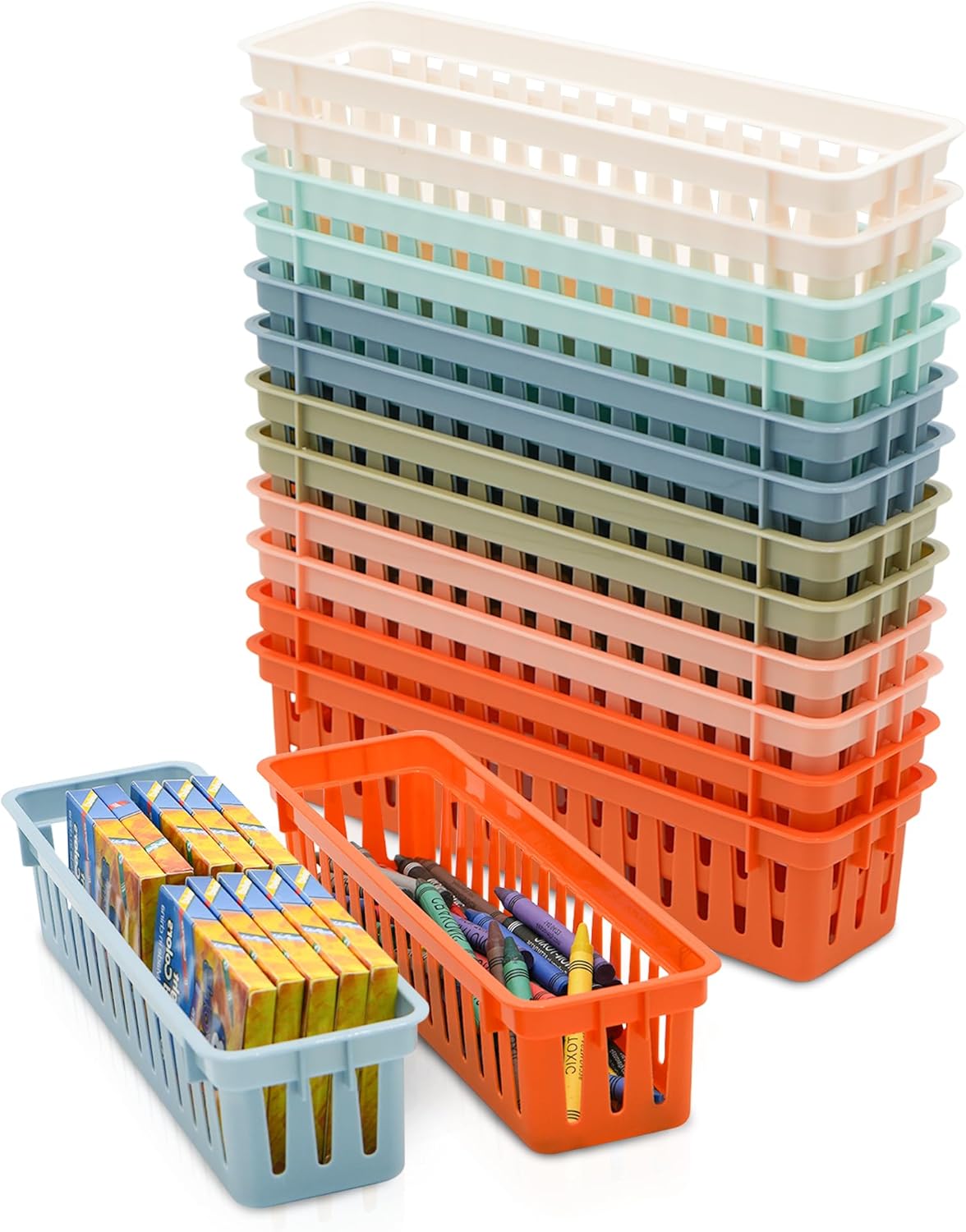 4E's Novelty 12 Pack Durable Pencil Trays in Vibrant Boho Colors