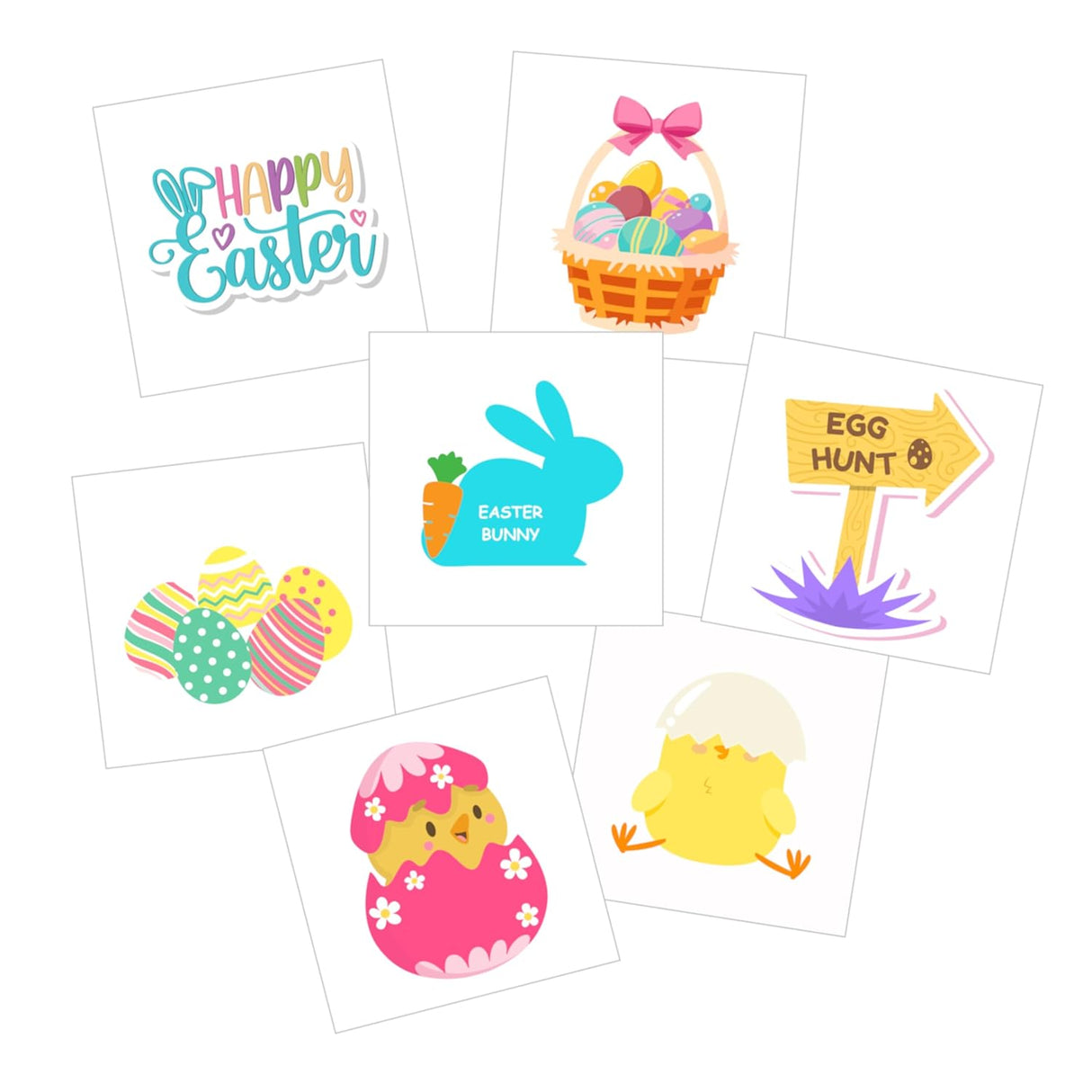 4E's Novelty Easter Temporary Tattoos 144 Pack Pre-Cut – Non-Toxic Easter Basket Stuffers, Egg Fillers, Kids Party Favors, Goodie Bag Stickers