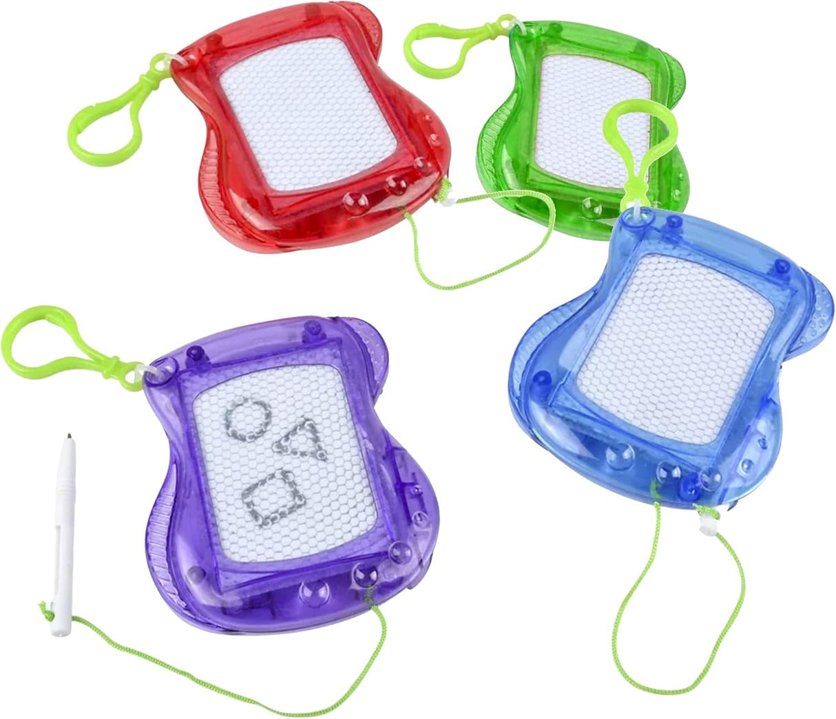 4E’s Novelty Mini Drawing Board for Kids 12 Pack, Erasable Doodle Writing Pad Keychain Backpack Clip for Boys Girls