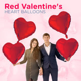 4E's Novelty 4-Pcs 32” Large Heart Shaped Balloons – Red Foil Balloons for Valentine's & Weddings