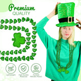 4E's Novelty 12 Pack St Patricks Day Shamrock Beads Necklace Green
