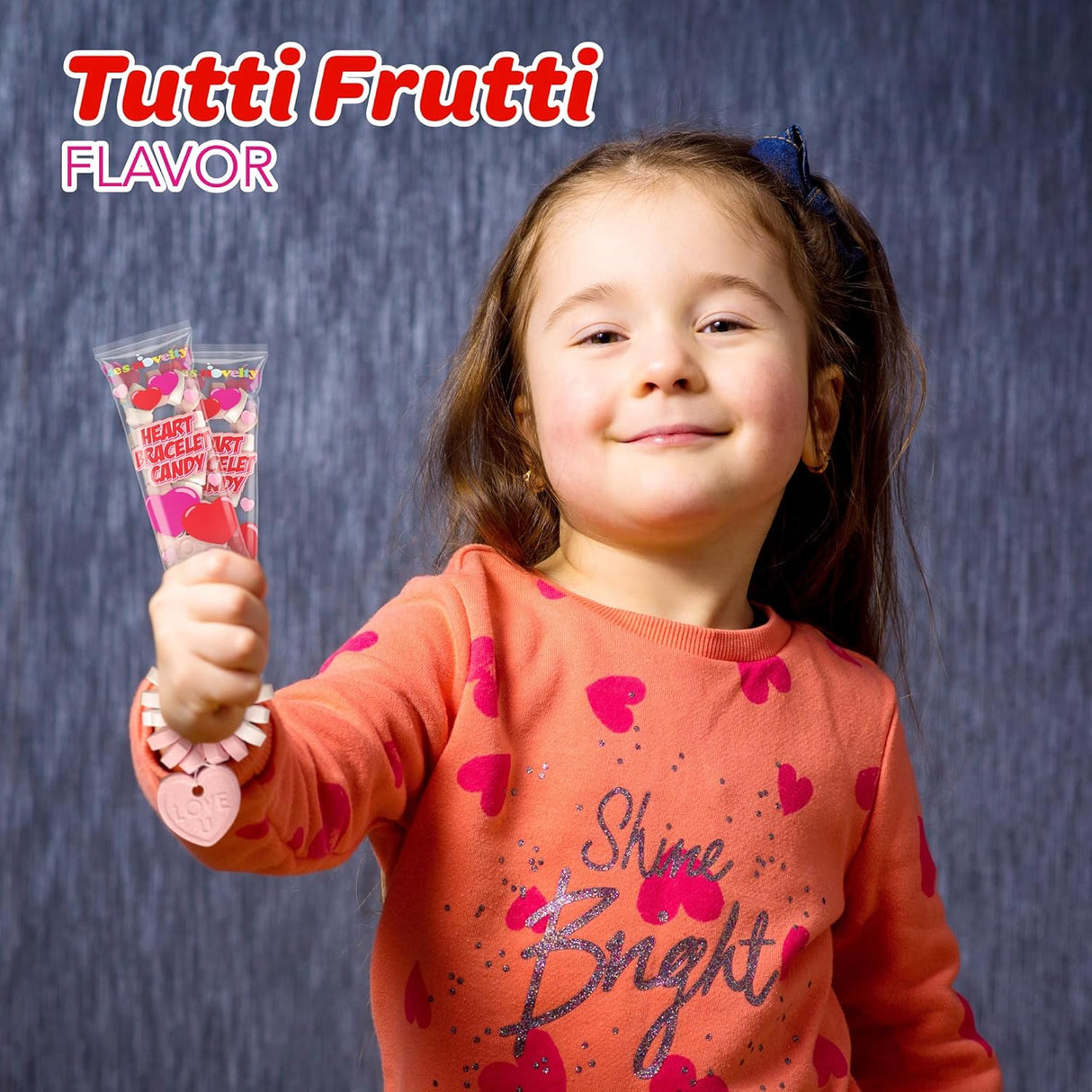 4E's Novelty 30 Packs Heart Candy Bracelet, Valentine Candies Bracelets Individually Wrapped