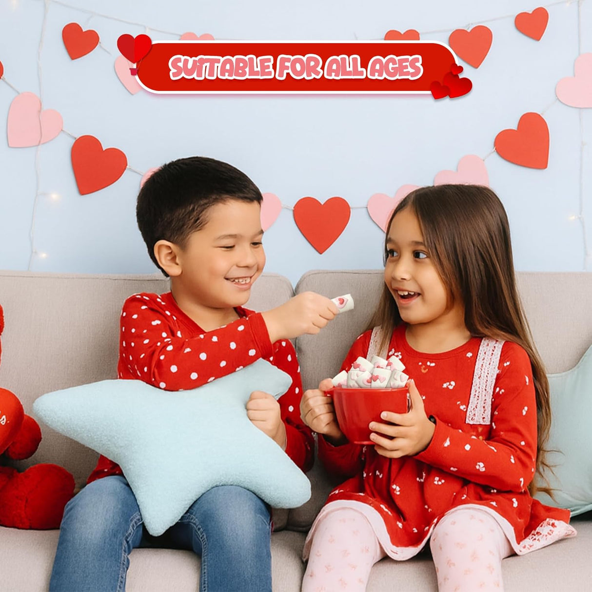 4E's Novelty decorative Marshmallows (16 Pcs) - Decorated Marshmallow with Hearts