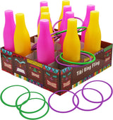 4E's Novelty Tiki Bottle Ring Toss Game Set 12 Colorful Bottles – Fun Luau Party Games for All Ages