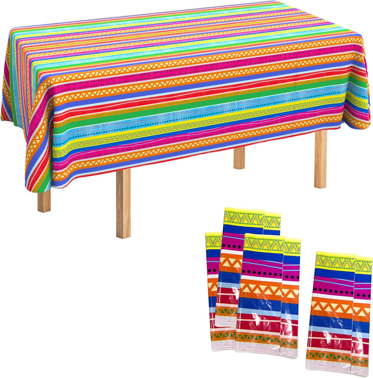 4E's Novelty Fiesta Plastic Tablecloths – 4 Pack 54x108 | Cinco de Mayo & Taco Party Decor