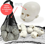 4E's Novelty Doll Heads Halloween Decorations, 12 Pcs Baby Doll Heads in Mesh Bag, 3.5" Baby Doll Heads for Halloween Perfect Decor