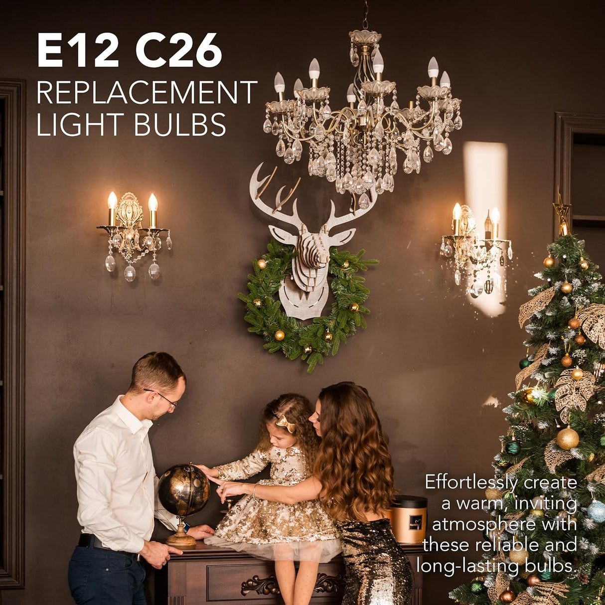 4E's Novelty 12 Pack Replacement Light Bulbs E12 120V 7W - Clear Torpedo Tip for C7 & Candelabra Light Bulbs