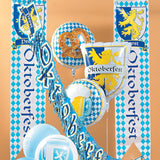 8 Pcs Oktoberfest Party Supplies - 6 Hanging Paper Lanterns & 2 Oktoberfest Banners