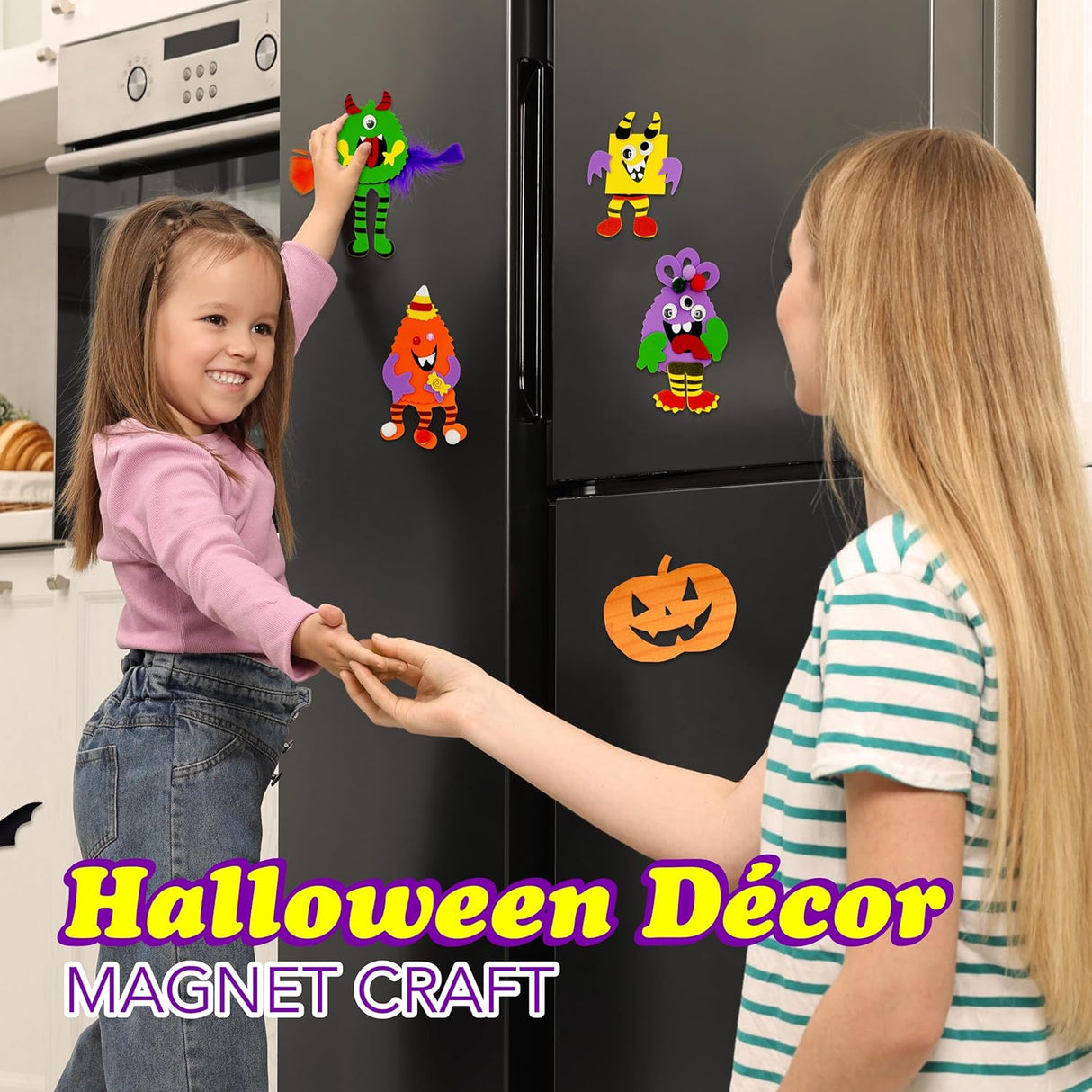 4E's Novelty Halloween Silly Monster Foam Magnet Crafts for Kids (4 Pack)
