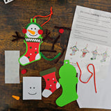 4E's Novelty Foam Christmas Snowman Stocking Ornament Craft (12 Pack) - Christmas Crafts for Kids, DIY Stocking Ornament Making Kit for Toddlers