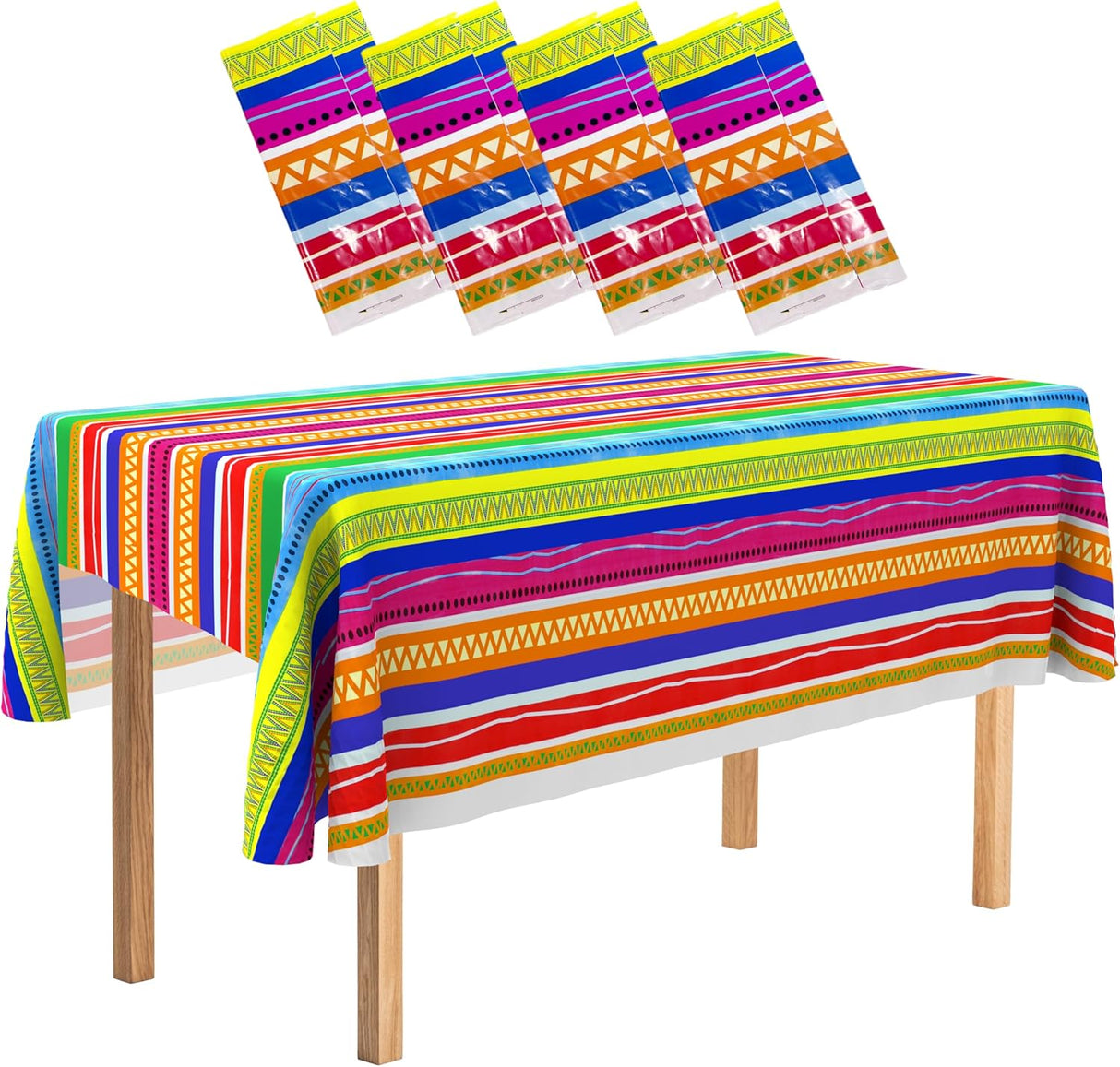 4E's Novelty Fiesta Plastic Tablecloths – 4 Pack 54x108 | Cinco de Mayo & Taco Party Decor