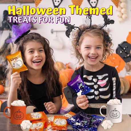 4E's Novelty Halloween 50 Mini Marshmallows Per Pack Per Pack 2 Styles, Vanilla Halloween Candy for Treat or Trick