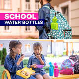 4E's Novelty 22 Pack Water Sports Bottles for Kids Bulk, 18 oz Squeeze Reusable Plastic Neon Colors BPA Free Bike Water Bottles, Party Favor, End of Year Student Gifts from Teacher