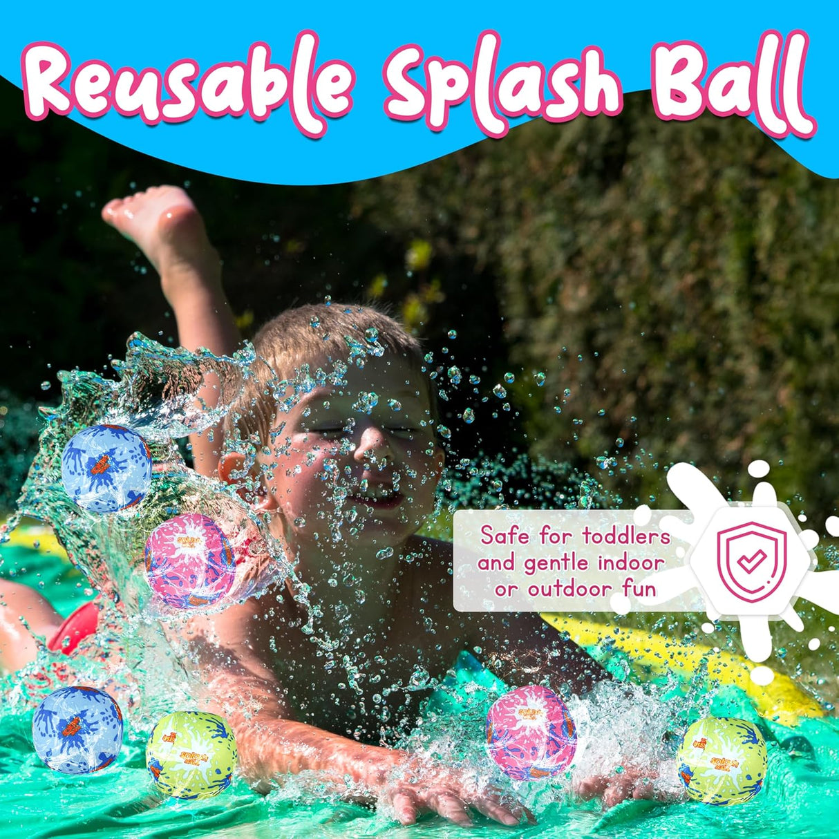4E's Novelty 12 Pack Water Bomb Splash Balls – 3" Sponge Balls for Pool Party Kids