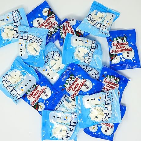 4E's Novelty 24 Packets 3 Assorted Mini Marshmallows - Individually Wrapped Marshmallows Packets for Hot Chocolate & Marshmallows Cocoa Toppers