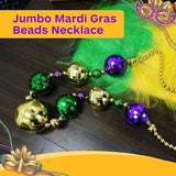 45E's Novelty 2 Pack Jumbo Mardi Gras Beads Necklace – 44" Giant Disco Ball Beads, Festive Colors for Party and Parade