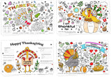 4E's Novelty 12 Pack Thanksgiving Placemat Activity for Kids & Adults - Perfect Disposable Paper Placemats 11x17, Fall Turkey Table Decor & Crafts